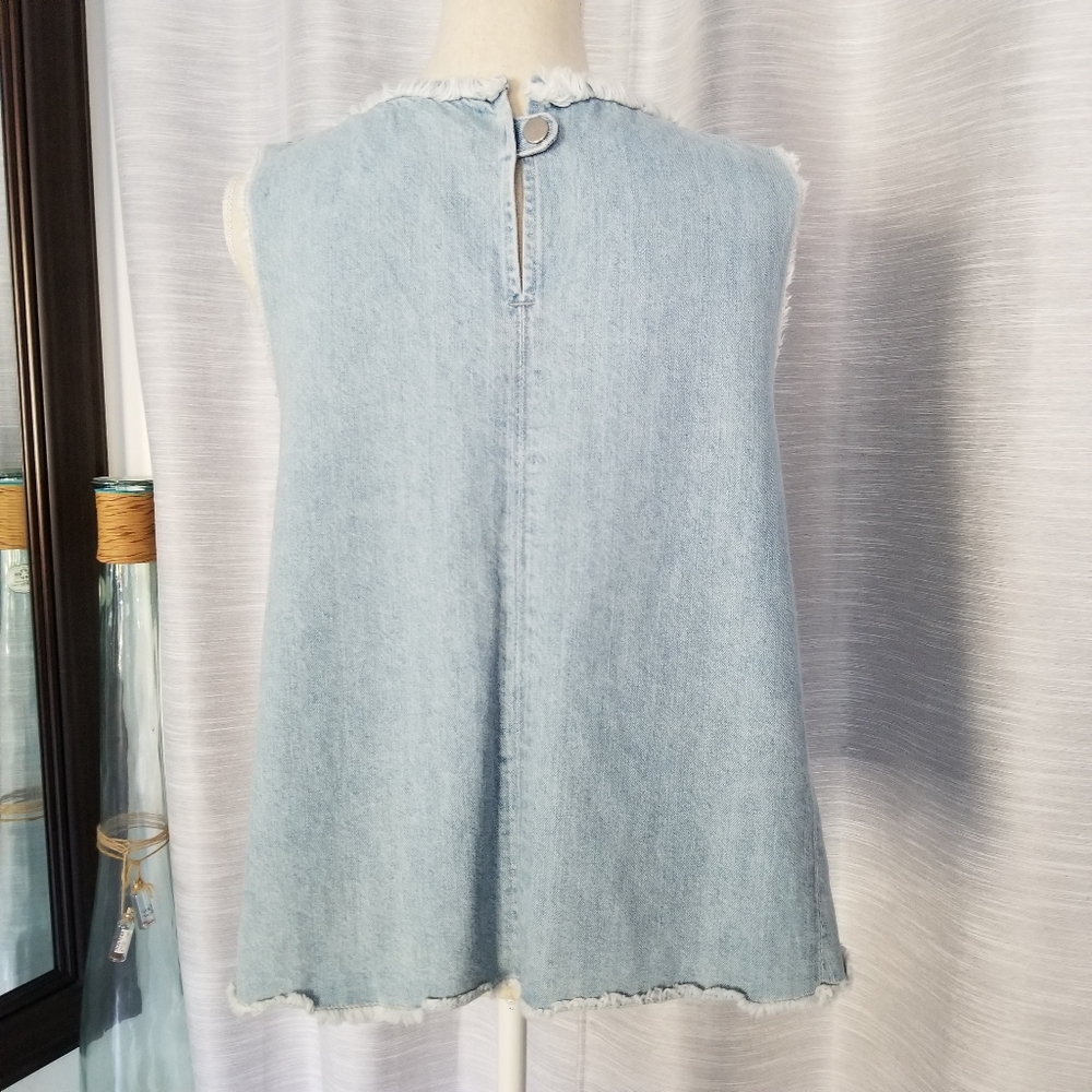 J Brand Light Blue Denim Frayed Edge Tank - Picture 4 of 10